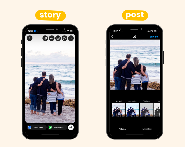 História e poste o formato do Instagram D